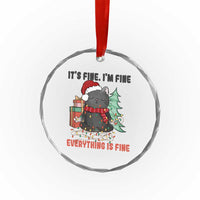Christmas Black Cat Crystal Glass Ornament It's Fine I'm Fine Everything Is Fine Xmas Light Funny TS02
