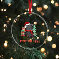Christmas Black Cat Crystal Glass Ornament It's Fine I'm Fine Everything Is Fine Xmas Light Funny TS02