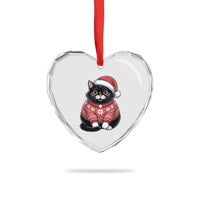 Christmas Black Cat Heart Crystal Glass Ornament Catmas Gift For New Year - Wonder Print Shop