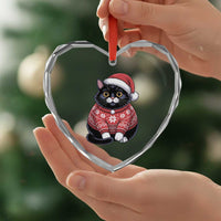 Christmas Black Cat Heart Crystal Glass Ornament Catmas Gift For New Year - Wonder Print Shop