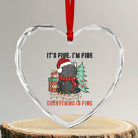 Christmas Black Cat Heart Crystal Glass Ornament It's Fine I'm Fine Everything Is Fine Xmas Light Funny - Wonder Print Shop