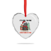Christmas Black Cat Heart Crystal Glass Ornament It's Fine I'm Fine Everything Is Fine Xmas Light Funny - Wonder Print Shop