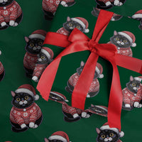 Christmas Black Cat Wrapping Paper Roll Catmas Gift For New Year - Wonder Print Shop