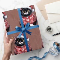 Christmas Black Cat Wrapping Paper Roll Catmas Gift For New Year - Wonder Print Shop