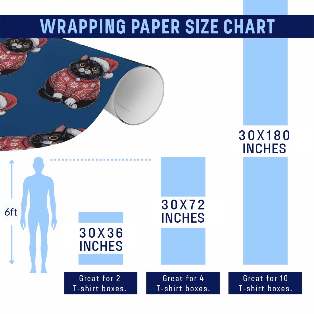 Christmas Black Cat Wrapping Paper Roll Catmas Gift For New Year - Wonder Print Shop