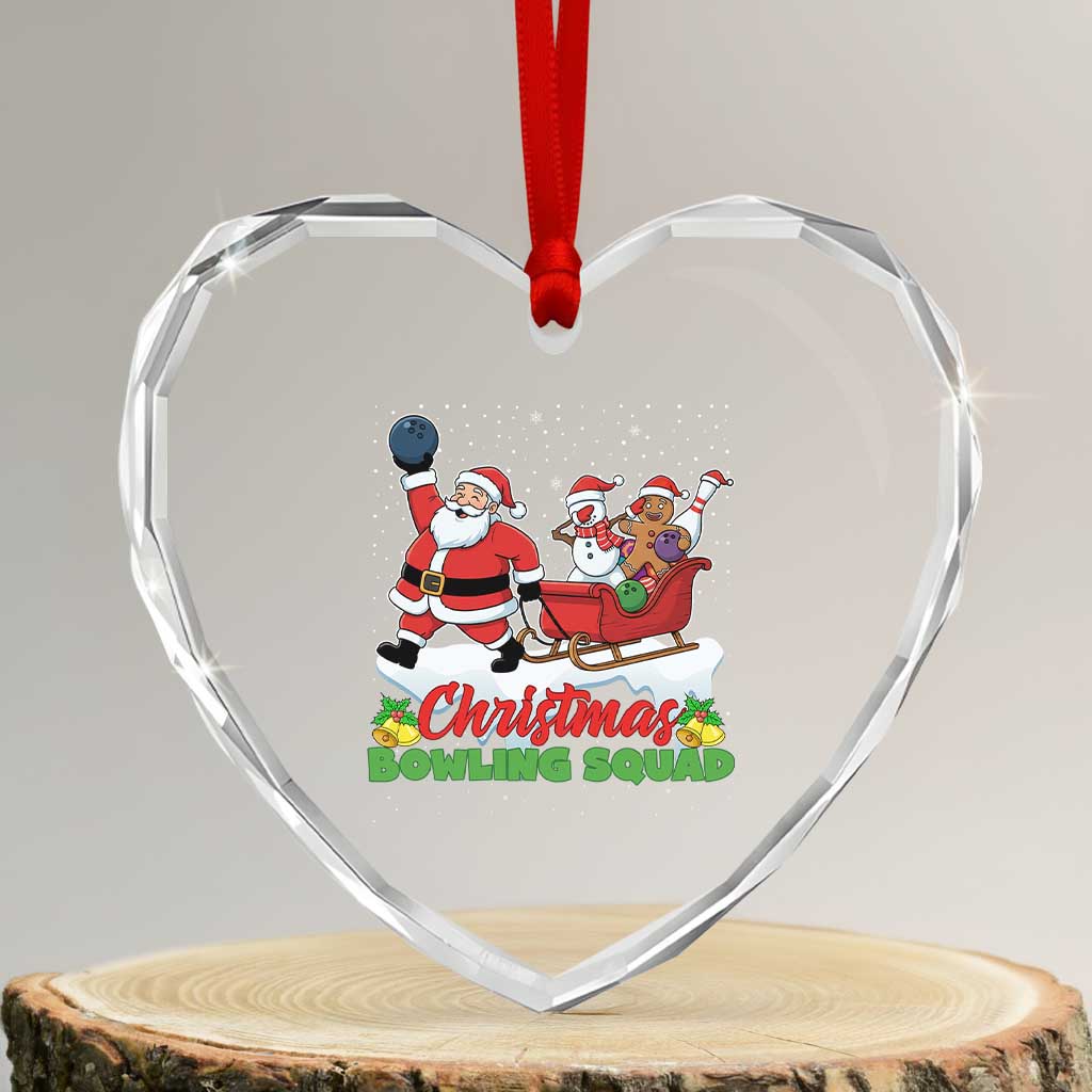 Christmas Bowling Squad Heart Crystal Glass Ornament Funny Holiday Bowler - Wonder Print Shop