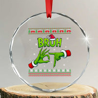 Christmas Bruh 67 Green Hands Meme Crystal Glass Ornament Funny Six Seven Meme Holiday Ugly Sweater - Wonder Print Shop