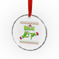 Christmas Bruh 67 Green Hands Meme Crystal Glass Ornament Funny Six Seven Meme Holiday Ugly Sweater - Wonder Print Shop