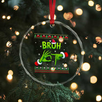 Christmas Bruh 67 Green Hands Meme Crystal Glass Ornament Funny Six Seven Meme Holiday Ugly Sweater - Wonder Print Shop