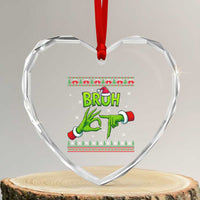 Christmas Bruh 67 Green Hands Meme Heart Crystal Glass Ornament Funny Six Seven Meme Holiday Ugly Sweater - Wonder Print Shop