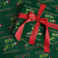 Christmas Bruh 67 Green Hands Meme Wrapping Paper Roll Funny Six Seven Meme Holiday Ugly Sweater - Wonder Print Shop