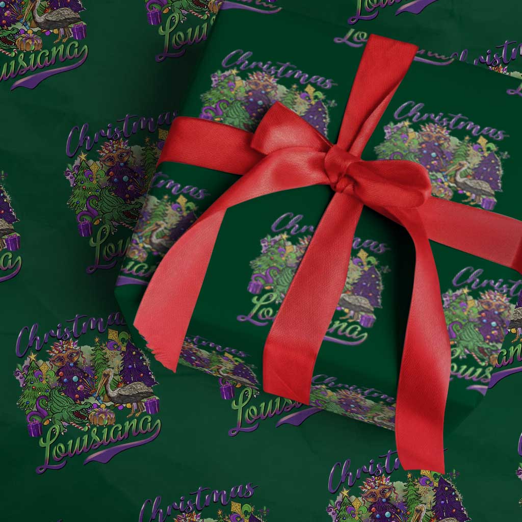 Christmas Cajun Louisiana Saint Symbol Alligator Pelican Xmas Tree Wrapping Paper Roll - Wonder Print Shop