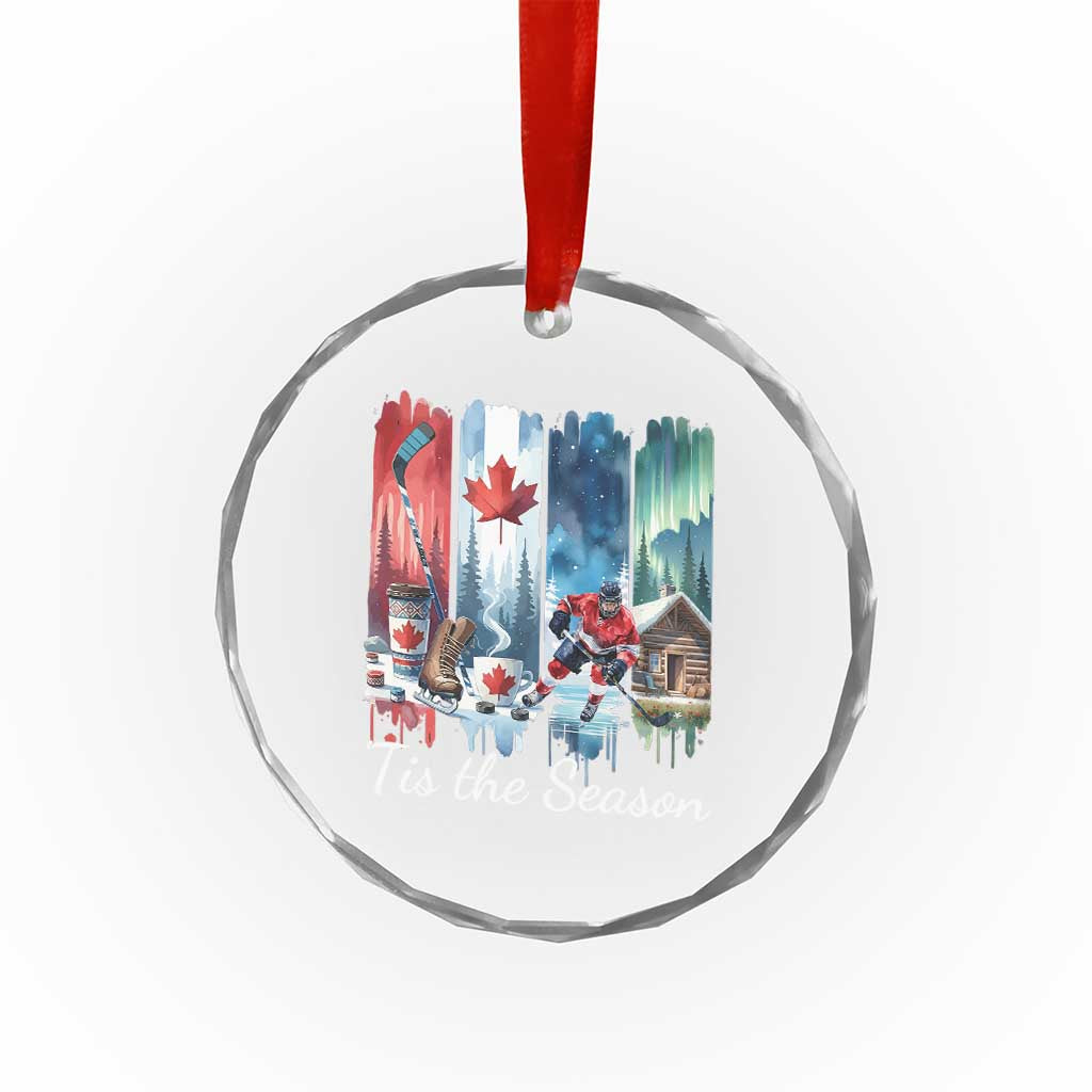 Christmas Canada Ice Hockey Lover Crystal Glass Ornament Tis The Season - Wonder Print Shop