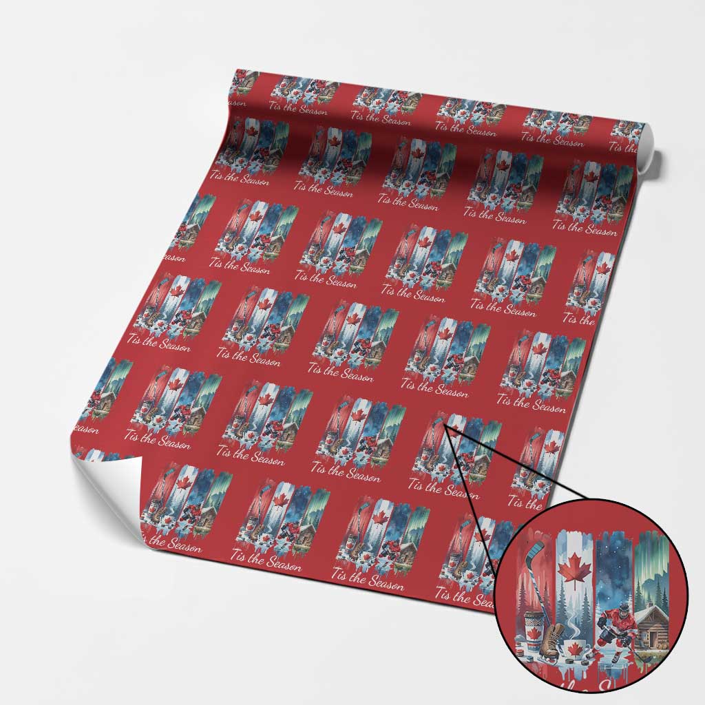Christmas Canada Ice Hockey Lover Wrapping Paper Roll Tis The Season - Wonder Print Shop