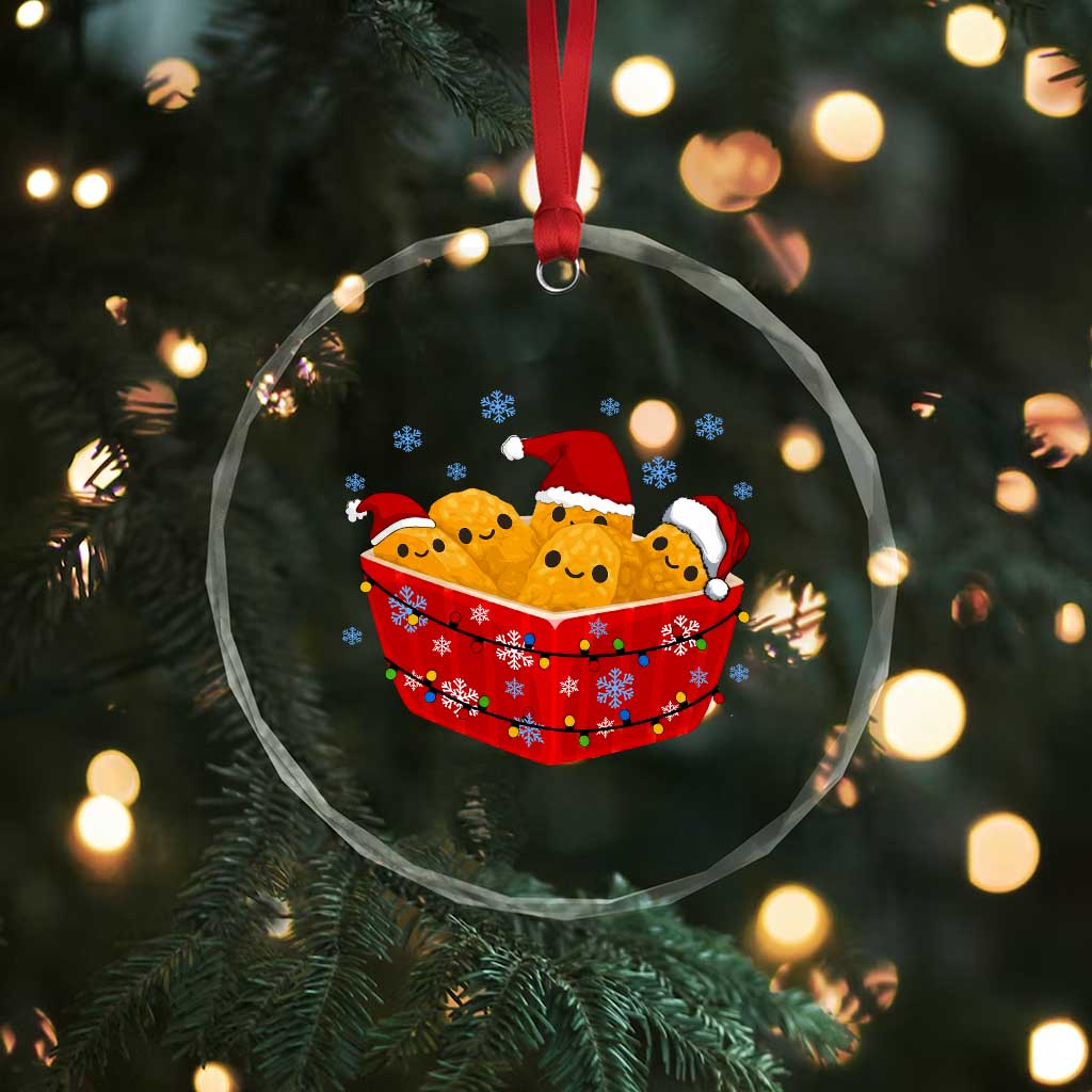 Christmas Chicken Nuggets Crystal Glass Ornament Funny Food Lover Gift - Wonder Print Shop