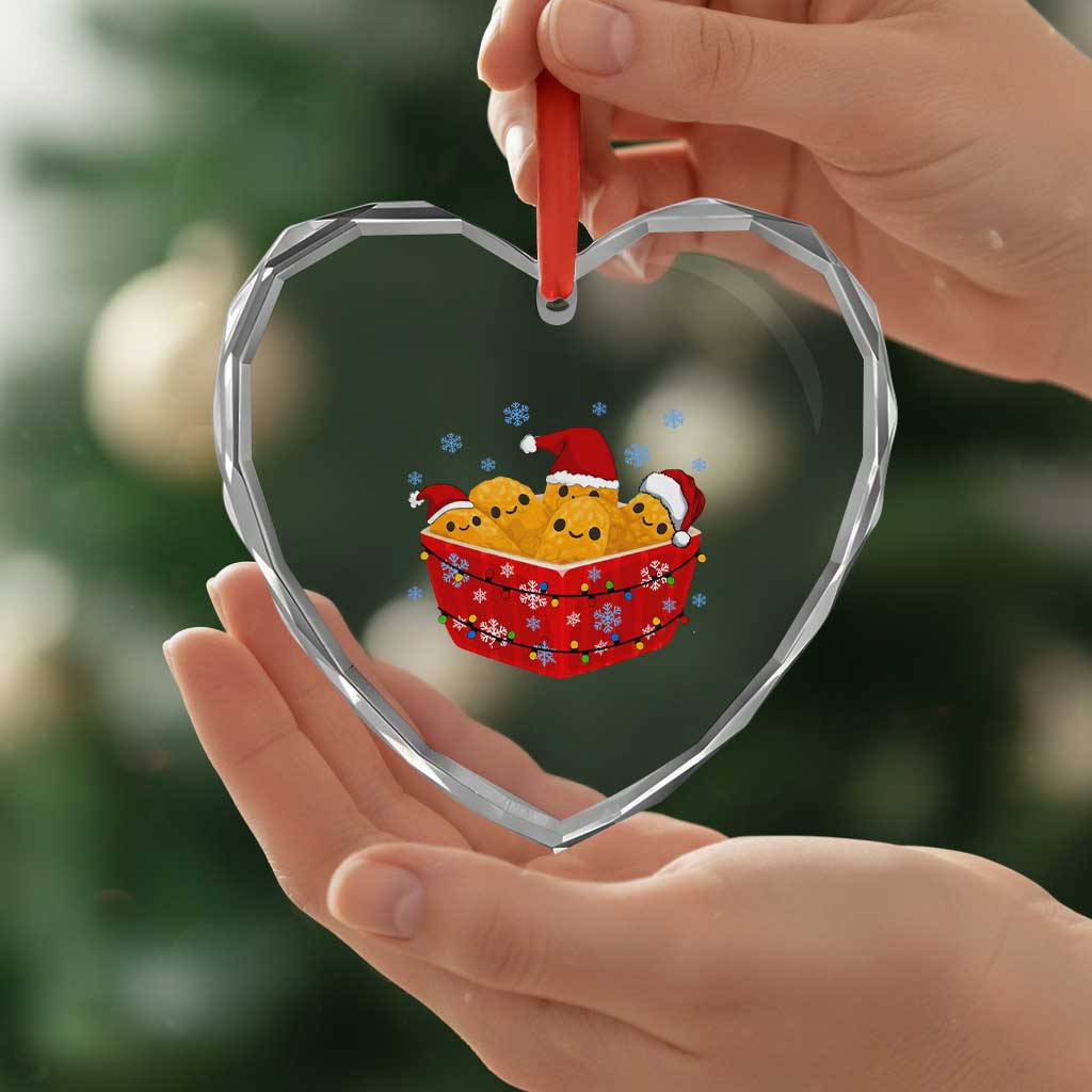 Christmas Chicken Nuggets Heart Crystal Glass Ornament Funny Food Lover Gift - Wonder Print Shop