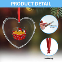 Christmas Chicken Nuggets Heart Crystal Glass Ornament Funny Food Lover Gift - Wonder Print Shop