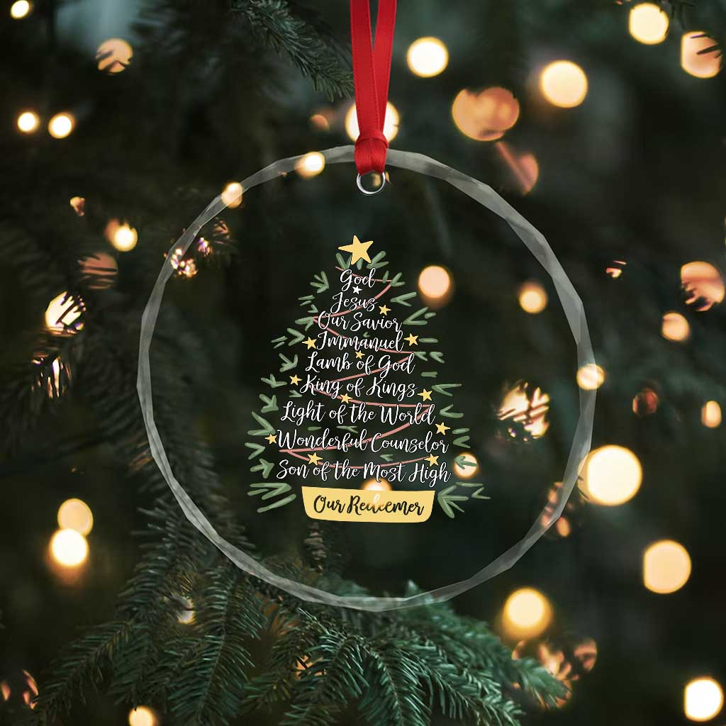 Christmas Christian Crystal Glass Ornament Jesus Names Tree Religious Faith - Wonder Print Shop