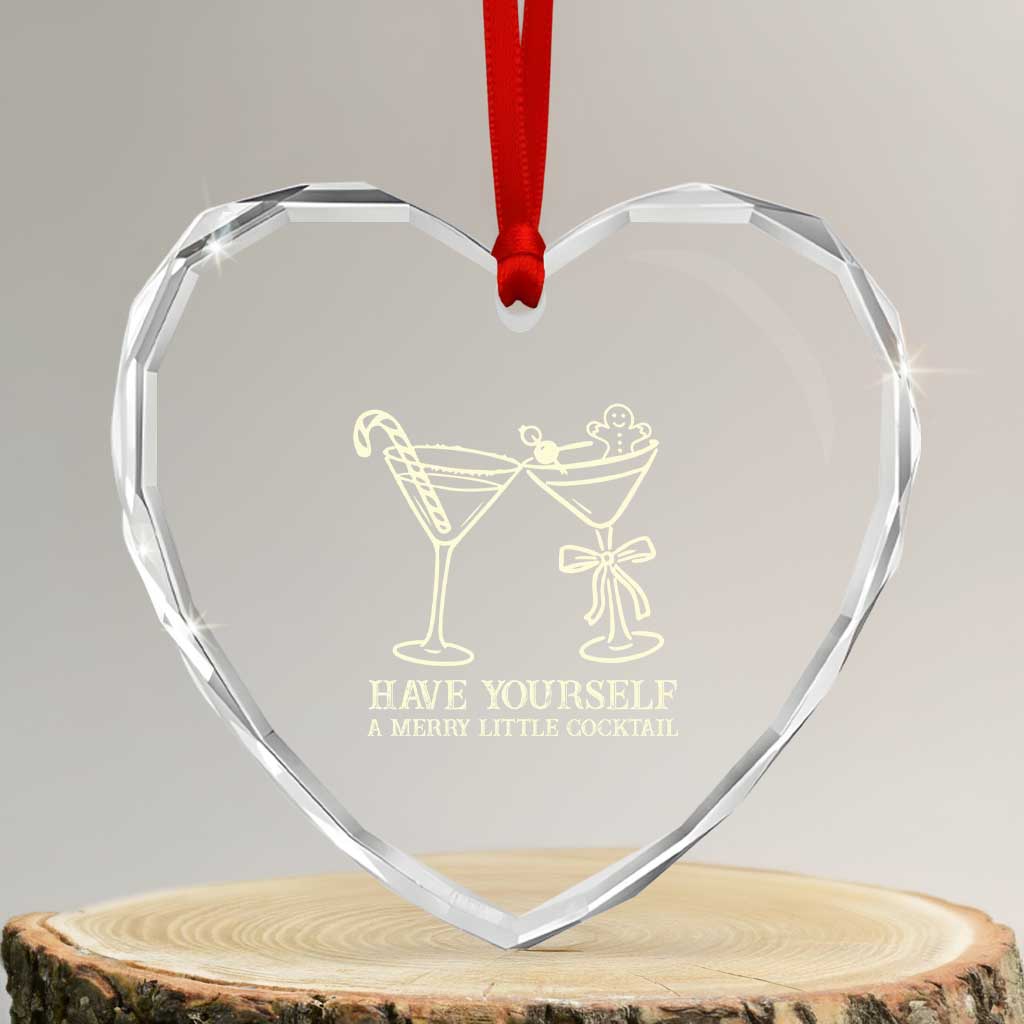 Christmas Cocktail Heart Crystal Glass Ornament Merry Little Cocktail Espresso Martini - Wonder Print Shop