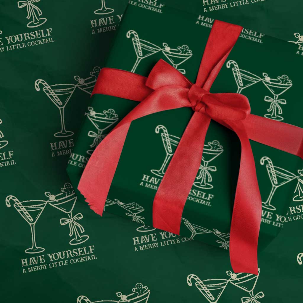 Christmas Cocktail Wrapping Paper Roll Merry Little Cocktail Espresso Martini - Wonder Print Shop