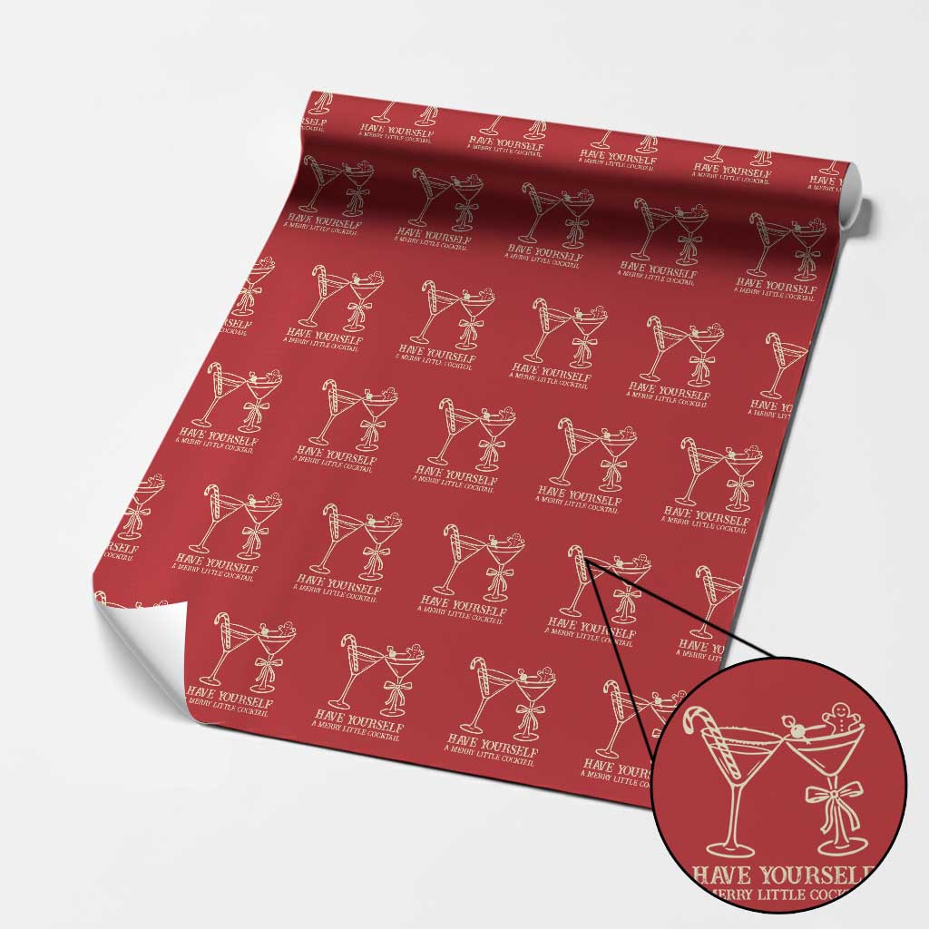 Christmas Cocktail Wrapping Paper Roll Merry Little Cocktail Espresso Martini - Wonder Print Shop