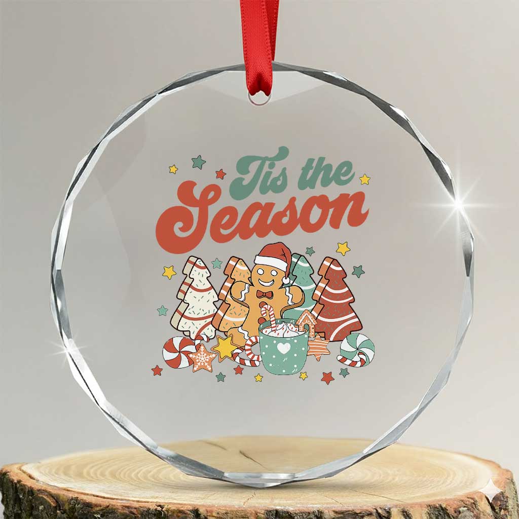 Christmas Cookies Crystal Glass Ornament Tis The Season Xmas Tree Cakes Gingerbread Man Retro Groovy TS02