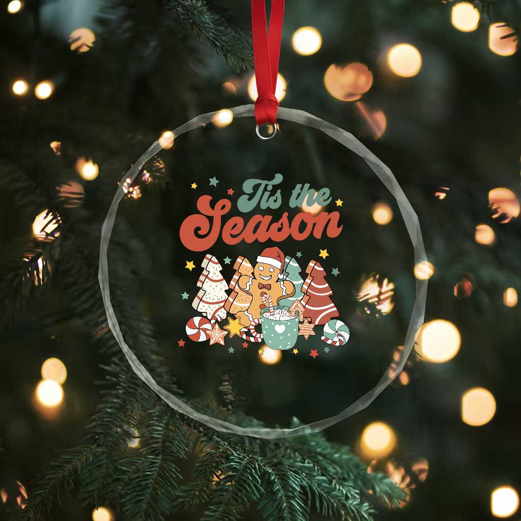 Christmas Cookies Crystal Glass Ornament Tis The Season Xmas Tree Cakes Gingerbread Man Retro Groovy TS02