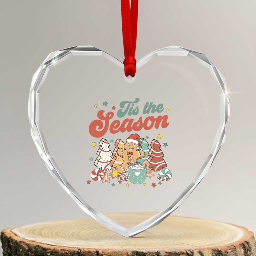 Christmas Cookies Heart Crystal Glass Ornament Tis The Season Xmas Tree Cakes Gingerbread Man Retro Groovy - Wonder Print Shop