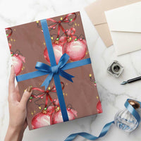 Christmas Coquette Pink Baubles Bow Wrapping Paper Roll - Wonder Print Shop