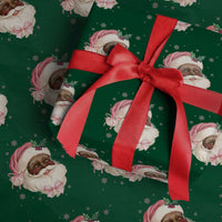 Christmas Coquette Pink Black Santa Bow Wrapping Paper Roll - Wonder Print Shop