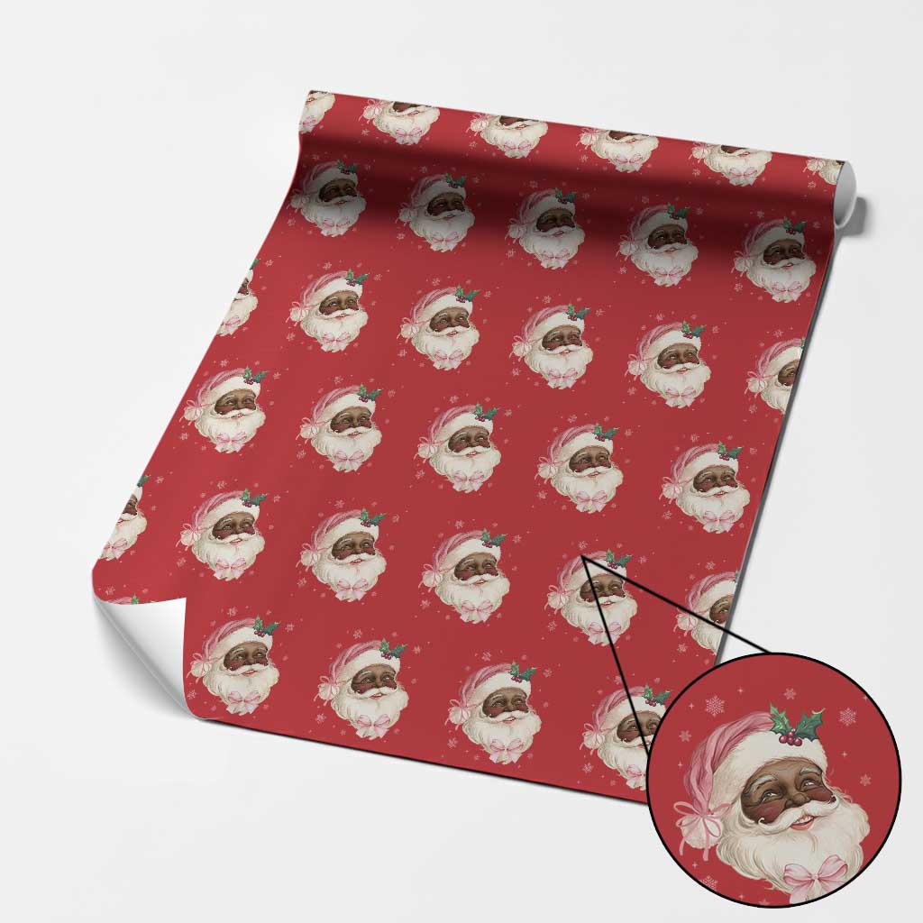 Christmas Coquette Pink Black Santa Bow Wrapping Paper Roll - Wonder Print Shop