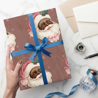 Christmas Coquette Pink Black Santa Bow Wrapping Paper Roll - Wonder Print Shop