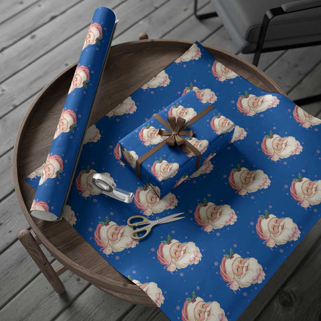 Christmas Coquette Pink Santa Bow Wrapping Paper Roll - Wonder Print Shop