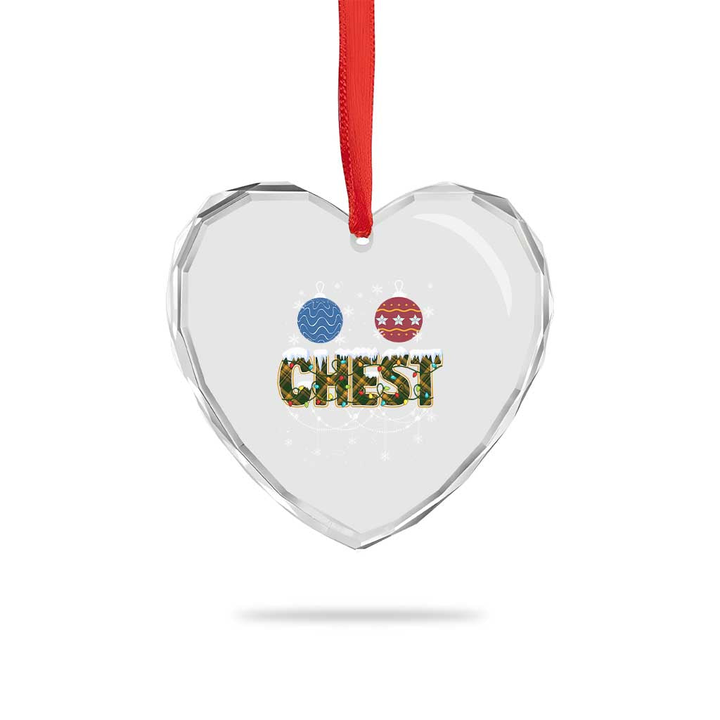 Christmas Couples Heart Crystal Glass Ornament Chestnuts Xmas Matching Family Funny Chest - Wonder Print Shop