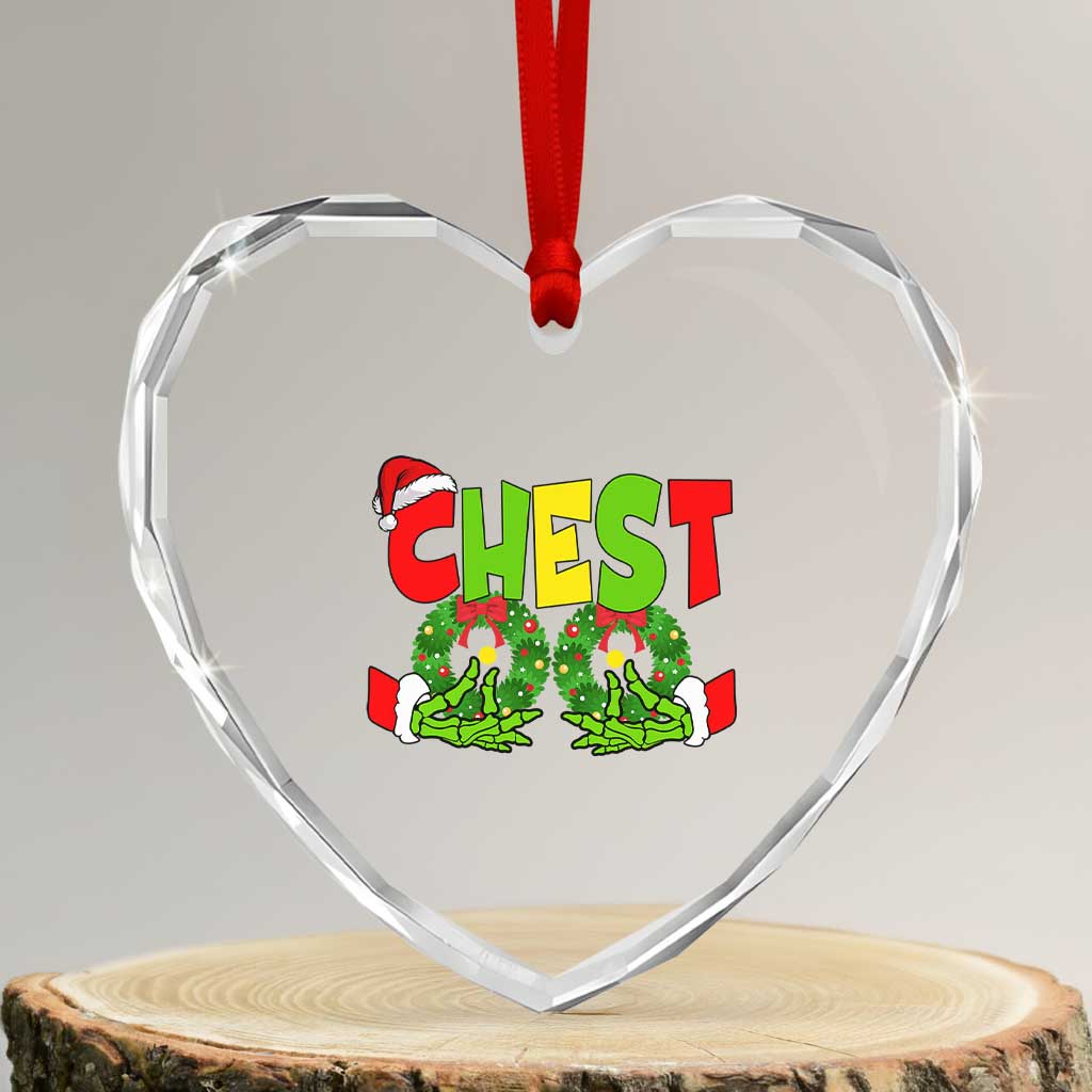 Christmas Couples Heart Crystal Glass Ornament Chestnuts Xmas Matching Family Funny Chest Skeleton - Wonder Print Shop