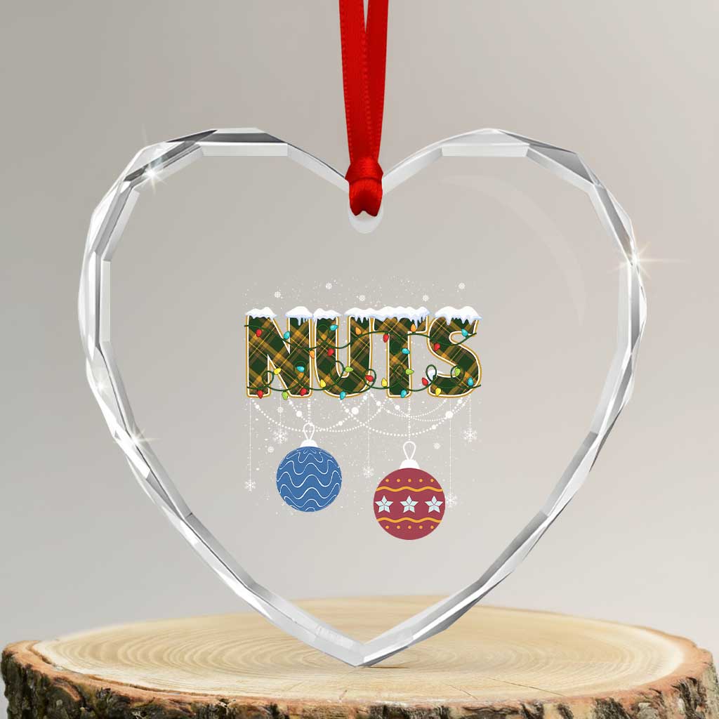 Christmas Couples Heart Crystal Glass Ornament Chestnuts Xmas Matching Family Funny Nuts - Wonder Print Shop