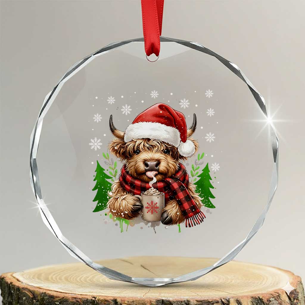 Christmas Cow Crystal Glass Ornament Funny Highland Cow Western Farmer Gift - Wonder Print Shop