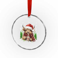 Christmas Cow Crystal Glass Ornament Funny Highland Cow Western Farmer Gift - Wonder Print Shop
