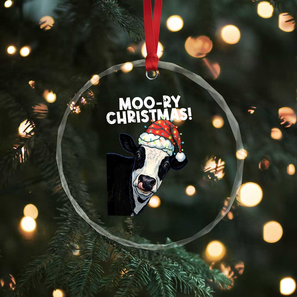 Christmas Cow Crystal Glass Ornament Funny Moo Ry Christmas Farmer Gift - Wonder Print Shop