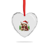 Christmas Cow Heart Crystal Glass Ornament Funny Highland Cow Western Farmer Gift - Wonder Print Shop