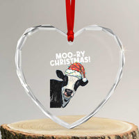 Christmas Cow Heart Crystal Glass Ornament Funny Moo Ry Christmas Farmer Gift - Wonder Print Shop