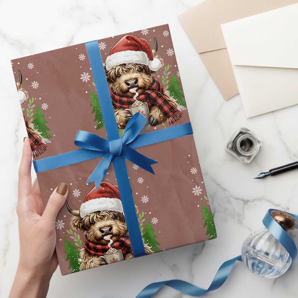 Christmas Cow Wrapping Paper Roll Funny Highland Cow Western Farmer Gift - Wonder Print Shop