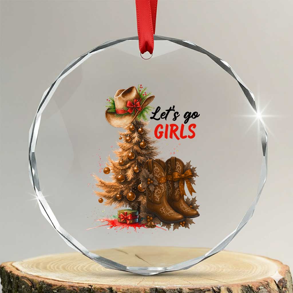 Christmas Cowgirl Boots Crystal Glass Ornament Western Cowboy Hat Howdy - Wonder Print Shop