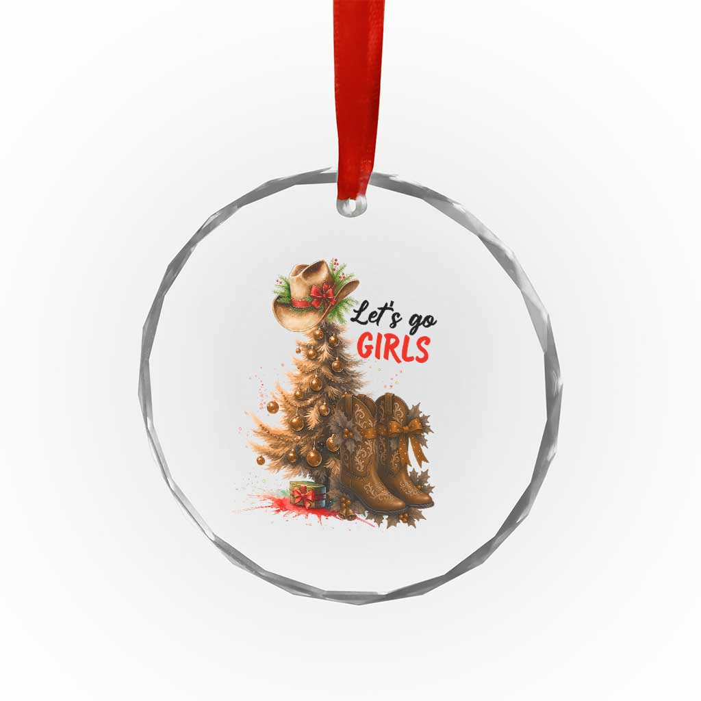 Christmas Cowgirl Boots Crystal Glass Ornament Western Cowboy Hat Howdy - Wonder Print Shop