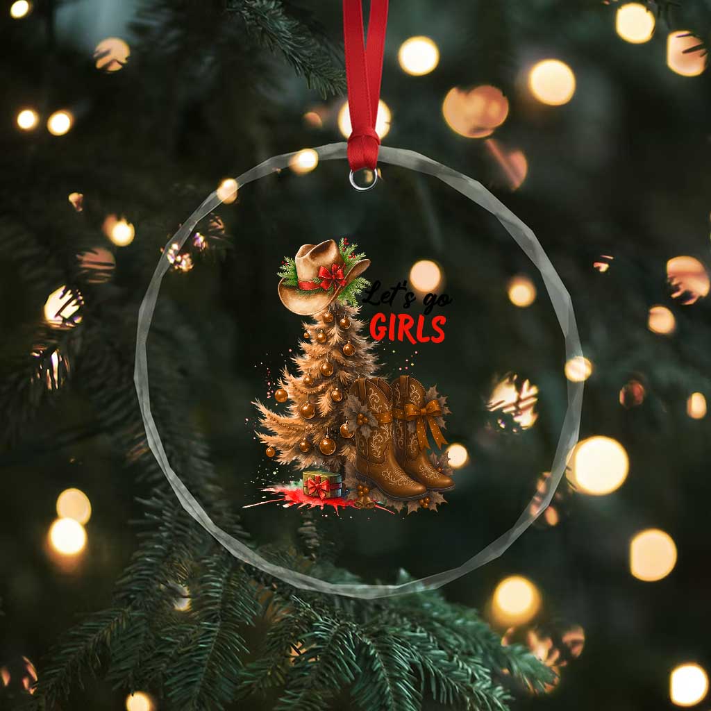 Christmas Cowgirl Boots Crystal Glass Ornament Western Cowboy Hat Howdy - Wonder Print Shop