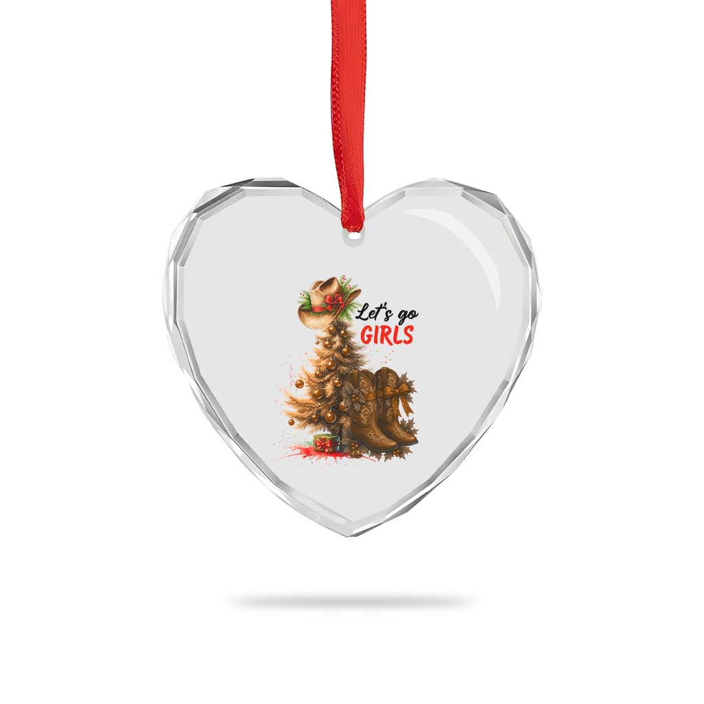 Christmas Cowgirl Boots Heart Crystal Glass Ornament Western Cowboy Hat Howdy - Wonder Print Shop