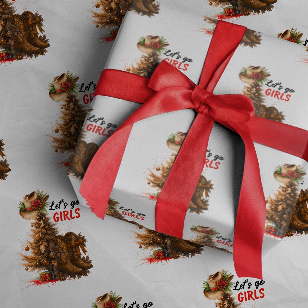 Christmas Cowgirl Boots Wrapping Paper Roll Western Cowboy Hat Howdy - Wonder Print Shop