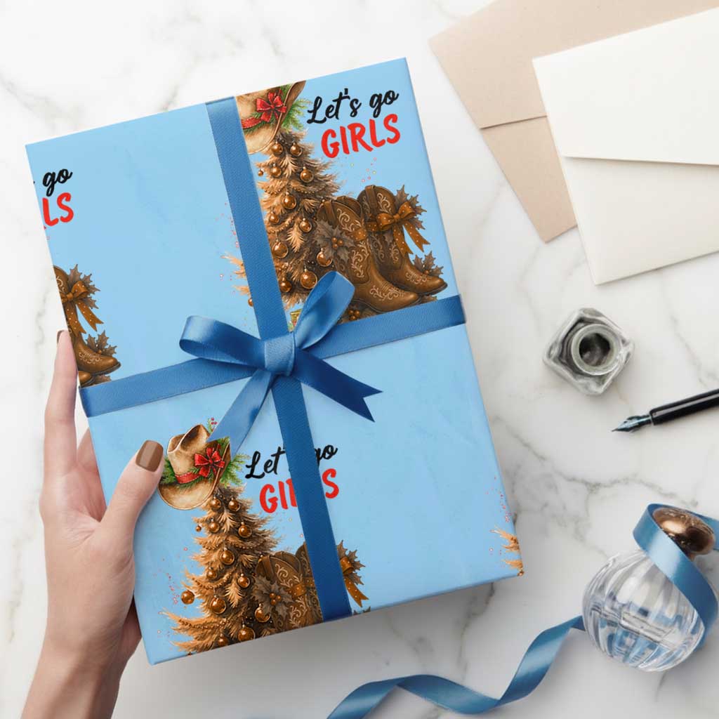 Christmas Cowgirl Boots Wrapping Paper Roll Western Cowboy Hat Howdy - Wonder Print Shop