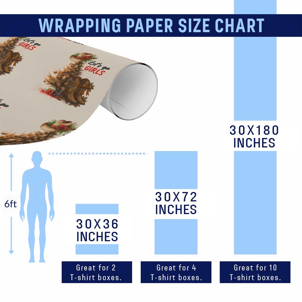 Christmas Cowgirl Boots Wrapping Paper Roll Western Cowboy Hat Howdy - Wonder Print Shop