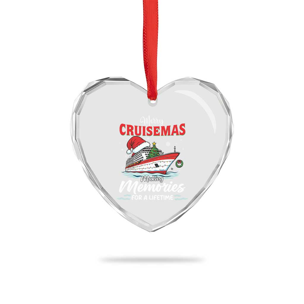 Christmas Cruise Heart Crystal Glass Ornament Merry Cruisemas Making Memories For A Life Time - Wonder Print Shop